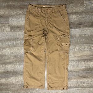 American Eagle Sz 12 Cargo Pants The Baggy Jogger Khaki Fall Winter Neutral READ